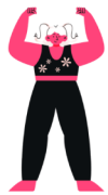 mujer rosa pequeña fuerte